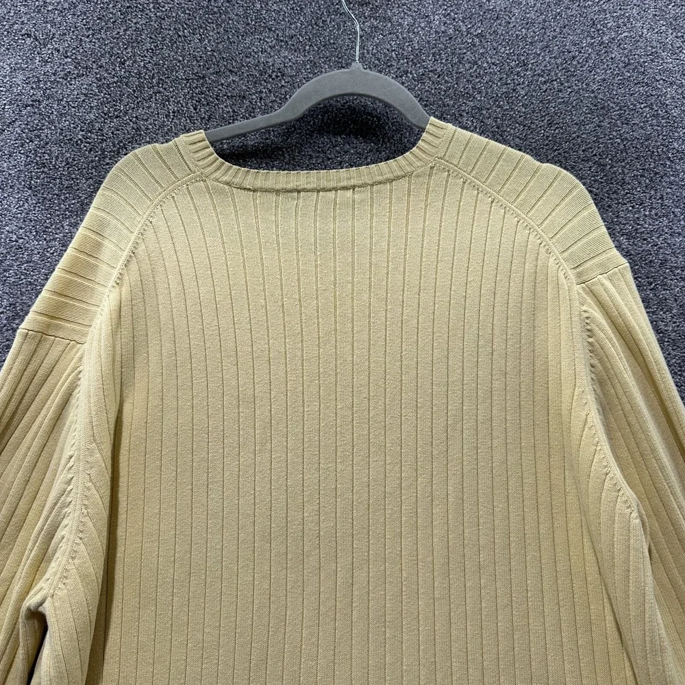 J Crew Pullover‎ Sweater Men XL Yellow Ribbed V Neck Long Sleeve Heavy Cotton